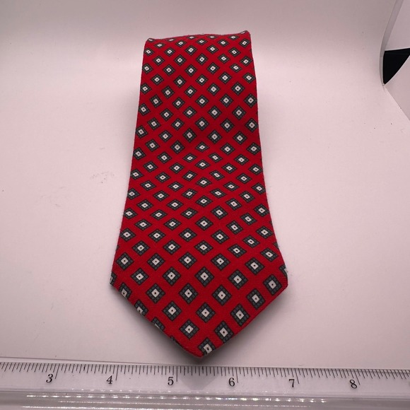 Briar Red Diamond Pattern Tie Menswear Classic Business Formal Career England - Picture 3 of 11